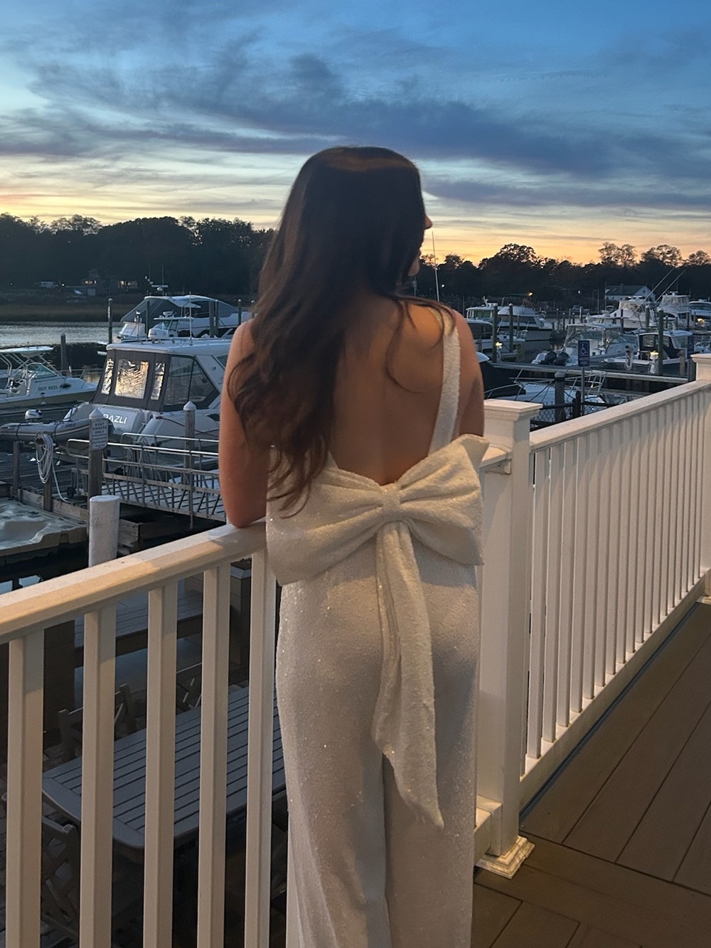 Bridal Lulus Sequin Jumpsuit with Bow